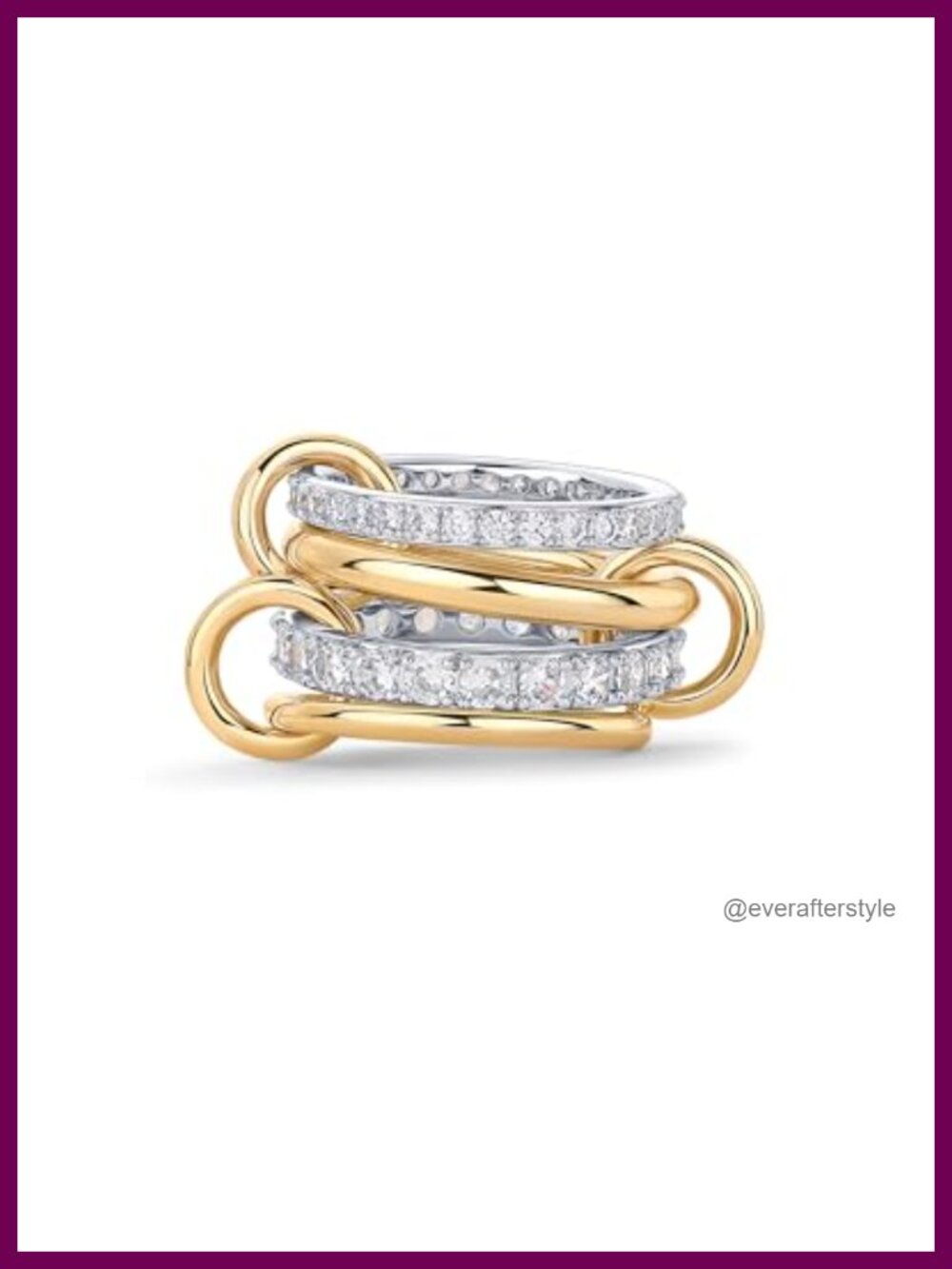 14K Gold Plated Interlocked Stackable Rings CZ Hypoallergenic Set